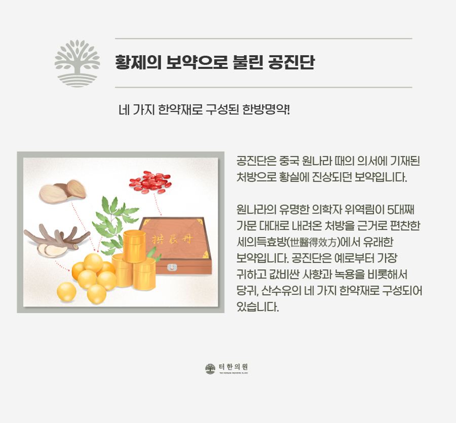 공진단의 한약 재료를 설명한 안내문