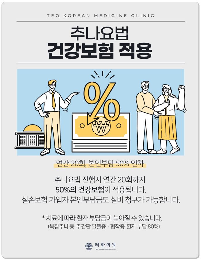 추나요법 건강보험 적용을 설명하는 일러스트 카드뉴스